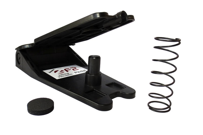 HansenFütz F2 pedals have interchangeable striking discs and springs for customized practice sound and resistance.